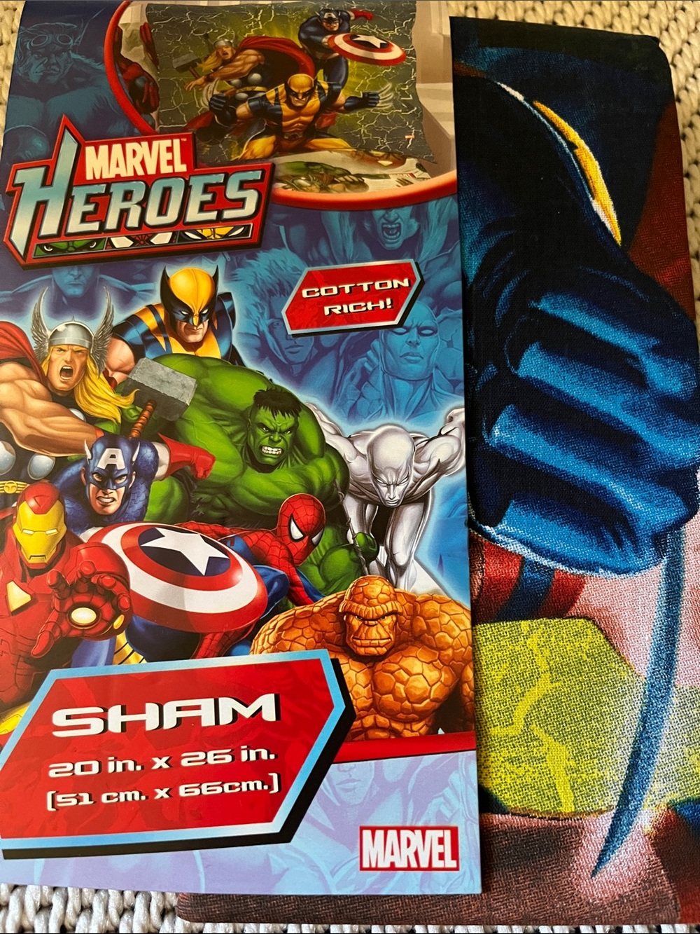 Pillow sham Marvel Heroes new 20” x 26” Jay Franco & Sons cotton - Picture 1 of 1